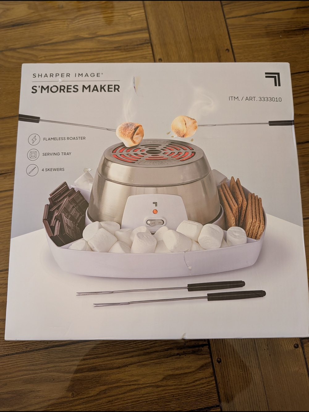 Sharper Image White and Silver S'mores Maker with Skewers